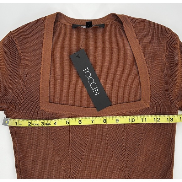 Toccin Mila Fringe Long Sleeve Midi Dress Size XS Bronze Knit Anthropologie NWT - Picture 9 of 12